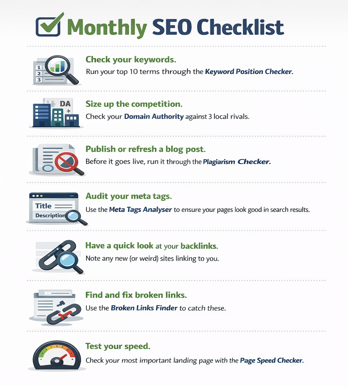 Your straightforward monthly SEO checklist.